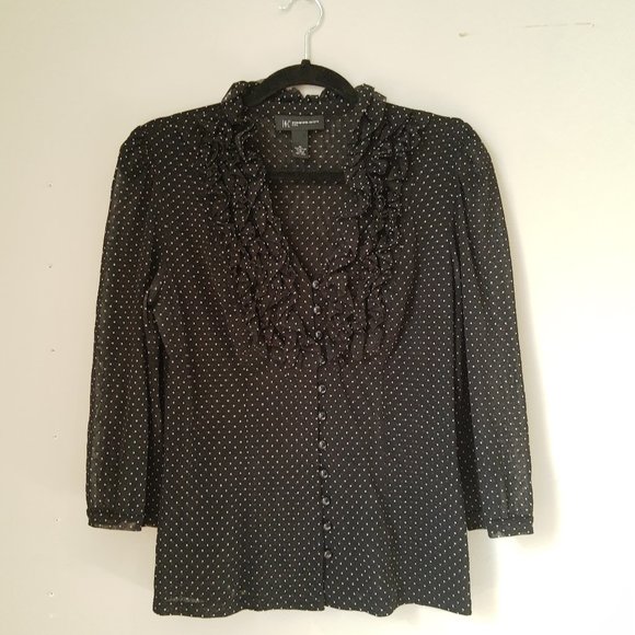 INC Womens black white polka dot blouse - Picture 1 of 4